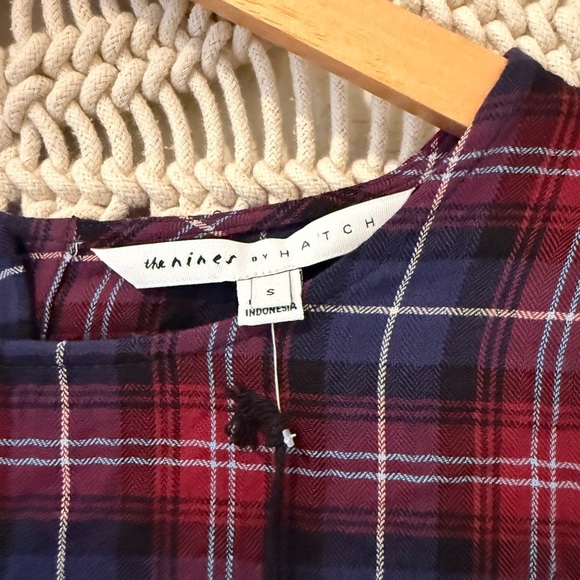 The Nines by HATCH Burgundy & Navy Plaid Maternity Top Size Small - Picture 2 of 3